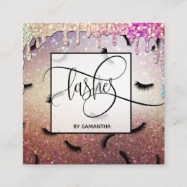 滴下金ゴールドの点滅模様の多くの点滴 スクエア名刺