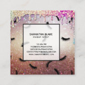 滴下金ゴールドの点滅模様の多くの点滴 スクエア名刺 (裏面)