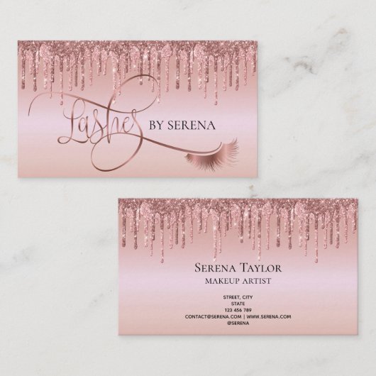 滴下金ゴールドまばたき美しいメイクガールラッシュ 名刺 (正面/裏面)