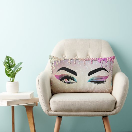 滴下金ゴールドウィンク目の長いまつげメイクアップアーティスト ランバークッション (椅子)