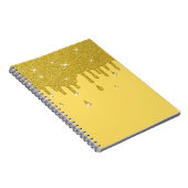 滴下金ゴールドグリッター効果ときらめき ノートブック (右側)