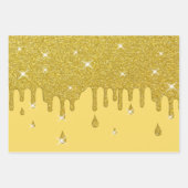 滴下金ゴールドグリッター効果ときらめき ラッピングペーパーシート (正面)