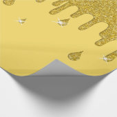 滴下金ゴールドグリッター効果ときらめき ラッピングペーパー (角)