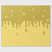 滴下金ゴールドグリッター効果ときらめき ラッピングペーパー (フラット)