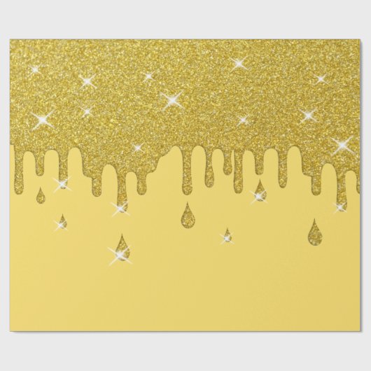 滴下金ゴールドグリッター効果ときらめき ラッピングペーパー (フラット)