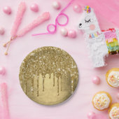 滴下金ゴールドグリッター | Luxe フェイク Metallic Sparkle ペーパープレート (パーティー)