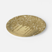 滴下金ゴールドグリッター | Luxe フェイク Metallic Sparkle ペーパープレート (アングル)