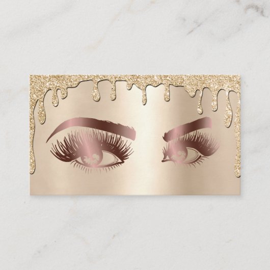 滴下金ゴールドメイクアップアーティストアイ美しいサロンラッシュ 名刺 (正面)