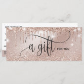 滴下金ゴールドモダン赤面ピンクギフトカード (正面/裏面)