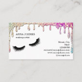 滴下金ゴールドロングラッシュエクステンションのメイクアップアーティスト 名刺 (裏面)