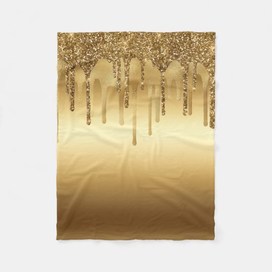 滴下金ゴールド絵を描グリッターアクセントスパークリ フリースブランケット (正面)