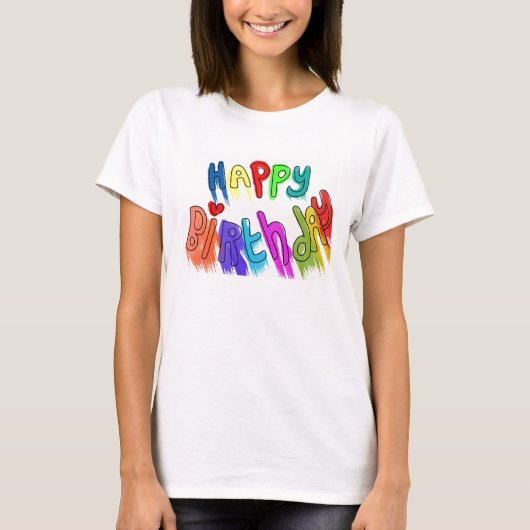 滴絵を描るハッピーバースデー女子 Tシャツ (正面)