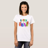 滴絵を描るハッピーバースデー女子 Tシャツ (正面フル)