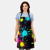 滴芸術的り付きカラー絵を描バースト エプロン (着用した状態)
