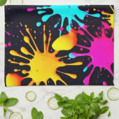 滴芸術的り付きカラー絵を描バースト キッチンタオル (折り畳み)