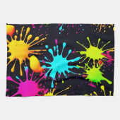 滴芸術的り付きカラー絵を描バースト キッチンタオル (横)