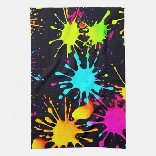 滴芸術的り付きカラー絵を描バースト キッチンタオル (縦)