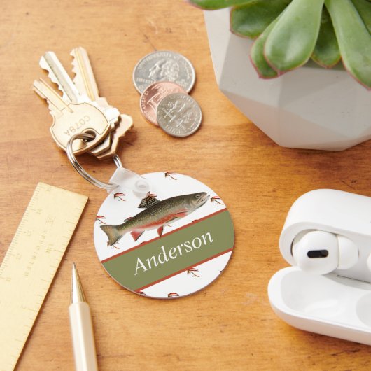 漁モノグラムの師が釣り用のマスを飛ばす キーホルダー (デスク)