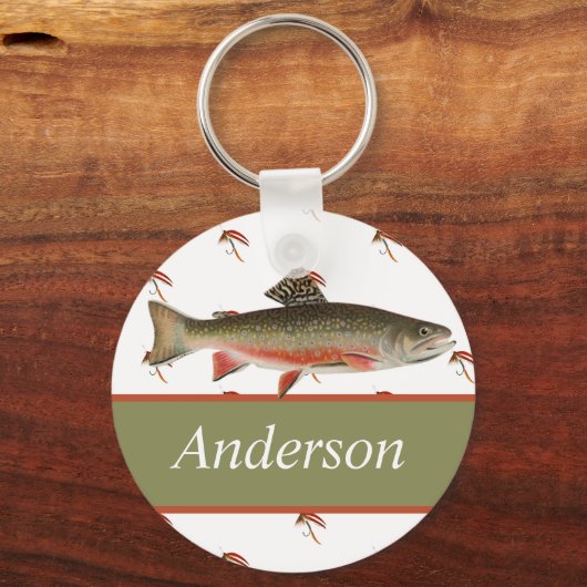 漁モノグラムの師が釣り用のマスを飛ばす キーホルダー (正面)