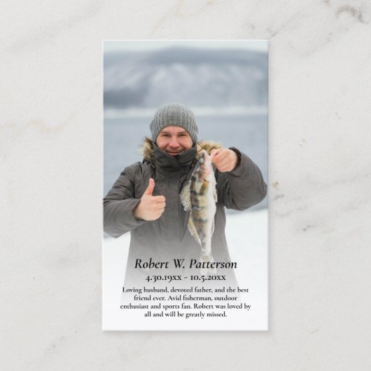 漁人写真葬儀記念祈りの言葉カード 名刺 (正面)