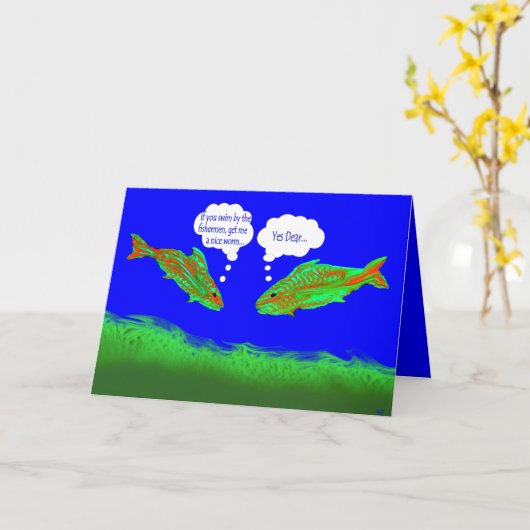 漁師おもしろい誕生日カード カード (黄色い花)