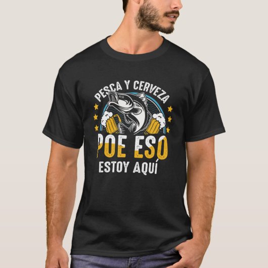漁師おもしろい魚釣りと飲酒 Tシャツ (正面)