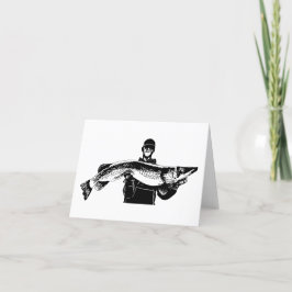 漁師が大きな魚を釣った サンキューカード