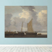 漁師が漁獲量を積み下げる穏やかさ キャンバスプリント (インサイチュ (ウッドフロア))