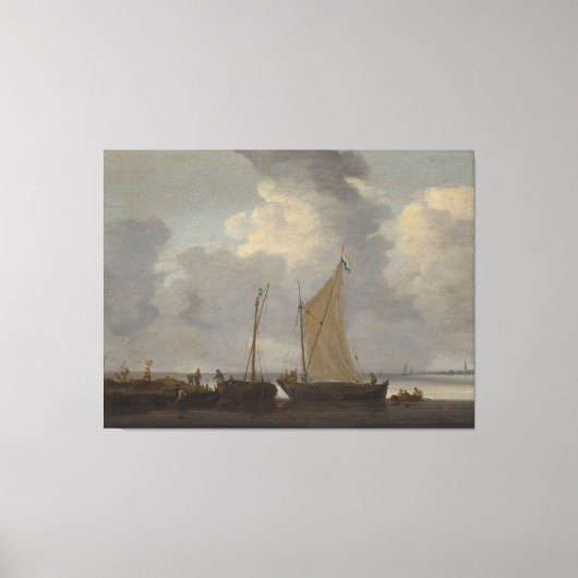 漁師が漁獲量を積み下げる穏やかさ キャンバスプリント (正面)