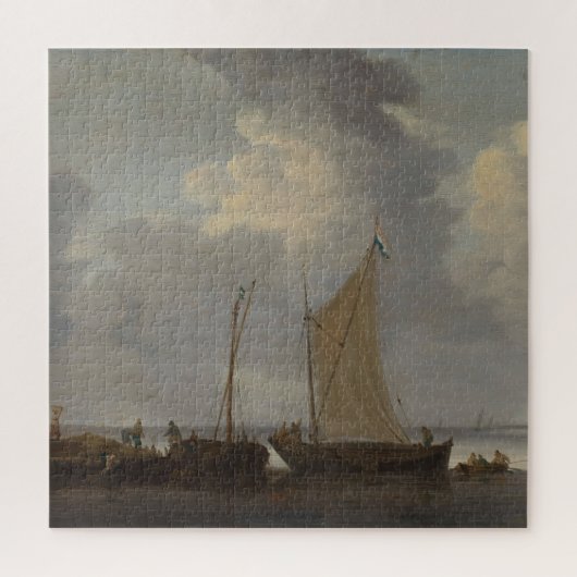 漁師が漁獲量を積み下げる穏やかさ ジグソーパズル (縦)