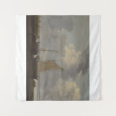 漁師が漁獲量を積み下げる穏やかさ タペストリー (正面(横))