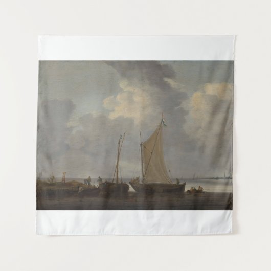 漁師が漁獲量を積み下げる穏やかさ タペストリー (正面)