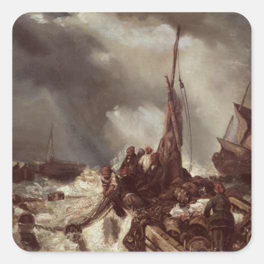 漁師が網を引っ張る， 1868 スクエアシール (正面)