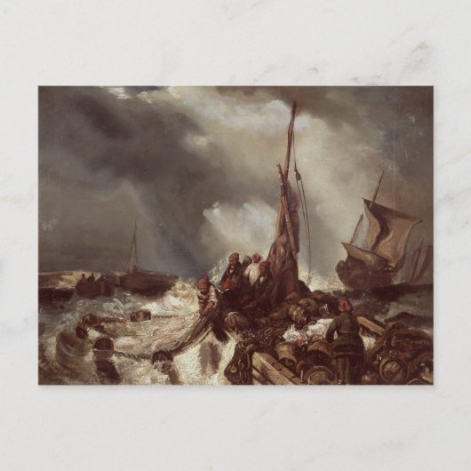 漁師が網を引っ張る, 1868 ポストカード (正面)