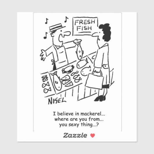 漁師が鯖の話を歌う。おもしろい シール (シート)