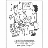 漁師が鯖の話を歌う。おもしろい シール (正面)