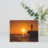 漁師との美しい夕焼け ポストカード (スタンド正面)