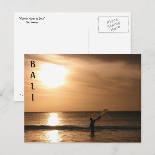 漁師と夕日 ポストカード (正面/裏面)