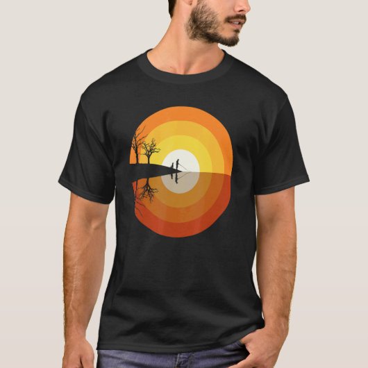 漁師と犬の夕日 Tシャツ (正面)