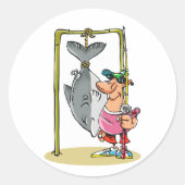 漁師にキャッチシールを付ける ラウンドシール (正面)