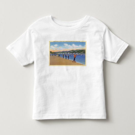 漁師のサーモンピンクの魚釣りの眺め トドラーTシャツ (正面)