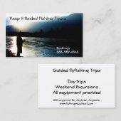 漁師のシルエットの魚釣りはビジネスを導きます 名刺 (正面/裏面)