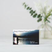 漁師のシルエットの魚釣りはビジネスを導きます 名刺 (スタンド正面)