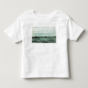 漁師のセーヌ河の魚釣り、馬のカートの眺め トドラーTシャツ