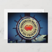 漁師の埠頭の港の看板の有名な都市 シーズンポストカード (正面/裏面)