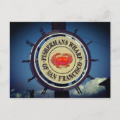 漁師の埠頭の港の看板の有名な都市 シーズンポストカード (正面)