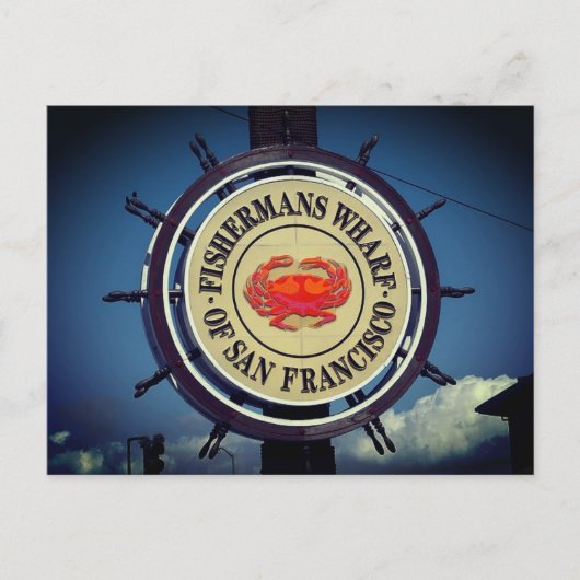 漁師の埠頭の港の看板の有名な都市 シーズンポストカード (正面)