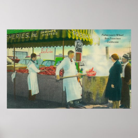 漁師の埠頭の眺め、カニの獲得 ポスター (正面)