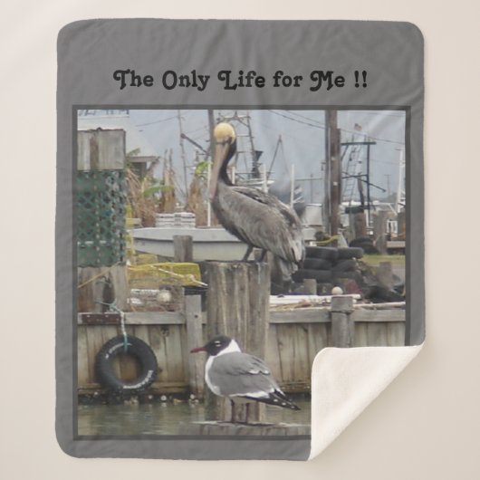 「漁師の夢」ミディアムシェルパ毛布 シェルパブランケット (正面)