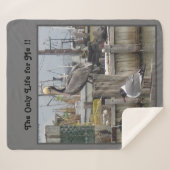 「漁師の夢」ミディアムシェルパ毛布 シェルパブランケット (正面(横))